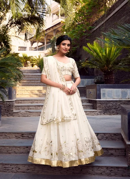 Lnb1422 Silver Glosy Sequins And Embroidery Work Lehenga With Blouse Dupatta Wholesalers In Delhi